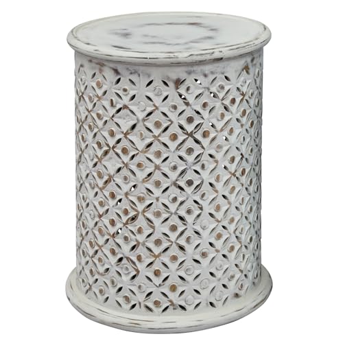 Jofran Global Archive Drum Table - Antique White, 17" W X 17" D X 23" H, Finish, (Set of 1) - color: Antique White