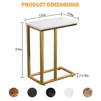 VECELO Universal C-Shaped Side Table, Multi-Functional Snack & TV Tray for Living Room, Bedroom, Gold (1 Set) - color: Gold, size: 1 Set