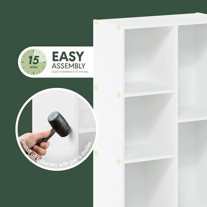Furinno LUDER Book Shelf, 5-Cube Bookshelf, Easy Assembly Bookcase with Open Shelves, 9.4 x 19.7 x 31.5, for Living Room, Bedroom, Home Office, Plain White - color: Plain White, size: 5-Cube, 9.4 x 19.7 x 31.5
