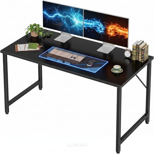 Grandder Small Office Computer Desk, 40 Inch Morden Simple Writing Study Table for Home Bedroom, PC Gaming Desk with Adjustable Feet and Sturdy Metal Frame, Black - color: Black, size: 40 Inch