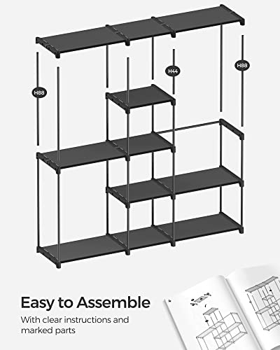 SONGMICS Portable Closet, Freestanding Closet Organizer, Clothes Rack with Shelves, Hanging Rods, Storage Organizer, for Cloakroom, Bedroom, 71.7 x 16.9 x 71.7 Inches, Black URYG037B02 - size: 71.7"L x 16.9"W x 71.7"H