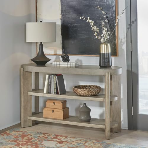 Liberty Furniture Affinity Sofa Table for Living Room - Dusty Taupe Faux Concrete Tops - size: Sofa Table