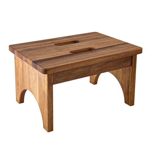 LITY Wooden Step Stool, One Step Stools for Adults, 9'' Small Kitchen Stepping Stool,Heavy Duty Beside High Beds, Bedroom Foot Stool