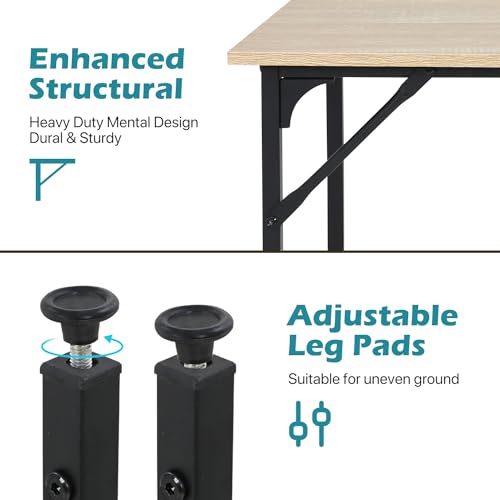Dkelincs 47 Inch Computer Desk Home Office Desk Gaming Writing Desk Modern Simple Style Study Work Table with Metal Frame, Large Legroom, Adjustable Feet, Water-Resistant, Nature - color: Nature, size: 47 Inch