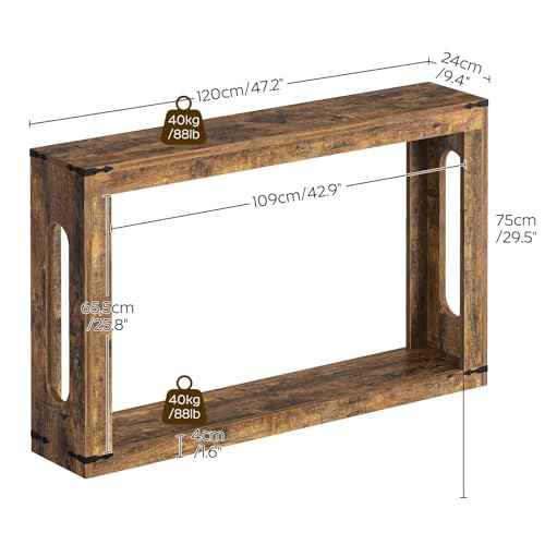 Farmhouse Console Table, 47.2 Inches Wooden Sofa Table, Behind Couch Table with Storage, Industrial Hallway Accent Table for Living Room, Entryway, Hallway, Rustic Brown CT24BR
