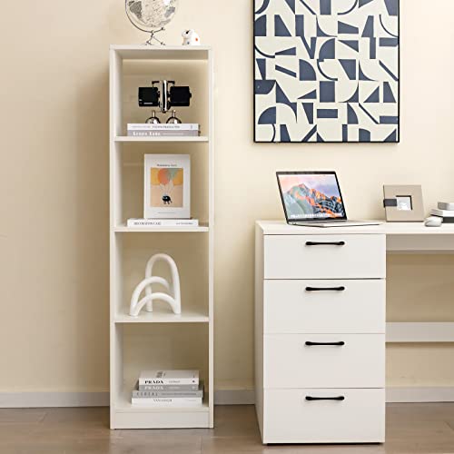 Tangkula 4 Cube Bookshelf, Freestanding 5 Tier Open Bookcase, Modern Cube Storage Organizer with Anti-toppling Device, Multipurpose Wooden Display Shelving for Living Room Study Office (1, 4-Cube) - size: 4-Cube
