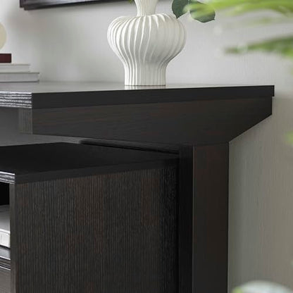 47.25" Home Office Desk with Rolling File Cabinet, Modern Computer Desk with 2 Drawers & Open Shelf, Executive Writing Desk for Workstation, Espresso