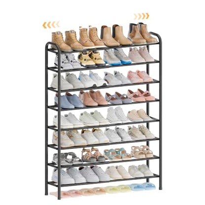 ENJOYBASICS Expandable Shoe Rack, 32.4'' Wide - 8 Tier Adjustable Shoe Organizer Shelf for Closet, 32 Pairs Black Metal Free Standing Shoe Rack Storage for Garage, Entryway - size: 8 Tier (16-32 Pairs)