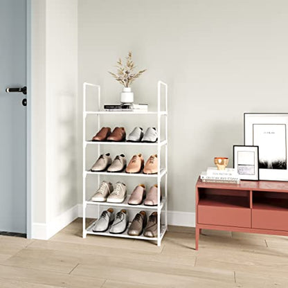 5-Tier Stackable Shoe Rack, Narrow Shoe Stand for 10-12 Pairs Shoe and Boots Organizer Storage Shelf Space Saving for Closet, Entryway and Hallway(White) - size: 5-Tier(White)-Narrow