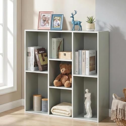 Kings Brand Furniture Haven 7-Shelf Tall Bookshelf, Floor Standing Modern Bookcase Storage Organizer with Vertical Open Shelves for Home Office, Living Room & Bedroom Display, Sage Green - color: Sage Green