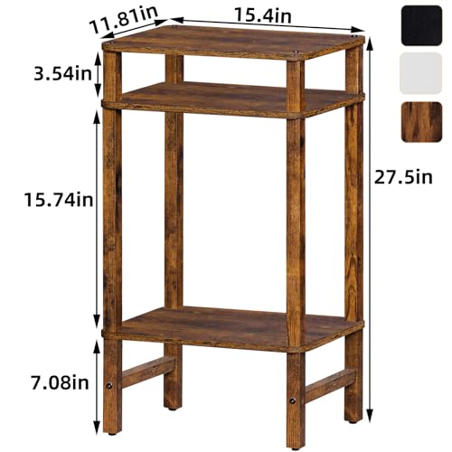 YUFAM Side Table End Table Tall Night Stand 3-Tier 2 Pack for Living Room Bedroom Bathroom Office Furniture Brown - color: Brown, size: 3 Tier
