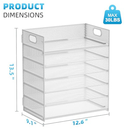 Marbrasse 2 Pack Desk Organizer with Handle, 6 Tier Paper Letter Tray, Mesh Desk File Organizer for Office, School and Home - Whtie - color: 2 Pack - White