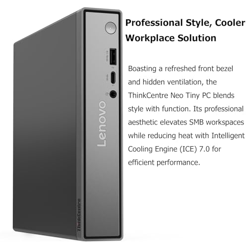Lenovo ThinkCentre neo 50q Gen 5 tiny desktop, Intel Core i5-13420H, 8GB DDR5 RAM, 256GB PCIe SSD, Wi-Fi 6, Windows 11 Pro, Black