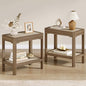 Eclatara Rattan Side Table End Table Farmhouse Boho Nightstand Set of 2 | 2 Tier Rattan Night Stand, Farmhouse Boho Bedside Tables with Ultra-Thick Legs for Bedroom Living Room(Oak,2 Pieces) - color: Caramel Oak, Geometric Edges