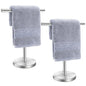 T-Shape Bath Hand Towel Holder Standing, Silver, 2 Pack | Weighted Stainless Steel Base Helps Prevent Tipping While The Open T-Shape Keeps Towels Dry on Bathroom Countertops - color: Silver-2 Pack