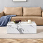 39" Rectangular Compact Coffee Table,Small Cube End Table,Modern Side Table with Stylish Faux Marble Pattern,Minimalist Accent Table for Living Room,Office,Apartment,Nightstand(White,39") - color: White,39"