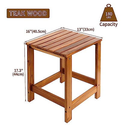 Utoplike Teak Outdoor Side Table for Patio, Adirondack Sides Tables | Pool Coffee Accent Table, Wood End Tables for Garden, Backyard, Bed, Living Room, Couch - size: 1-Tier