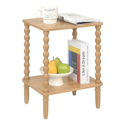 Fultyle Small End Table, Couch Side Table with 2-Tier Storage Shelf, Wood Coffee Table for Bedroom, Living Room, Small Spaces (Rustic Walnut) - color: Rustic Walnut