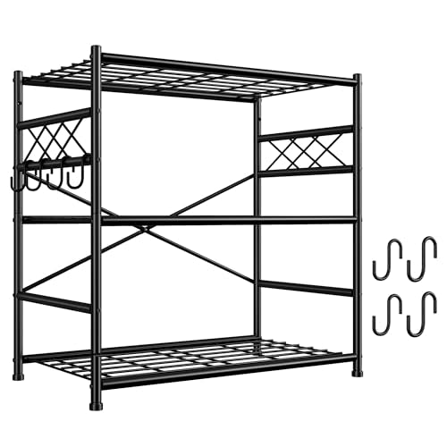 Durayloly 3Tier Storage Shelves Metal Shelving Unit Organizer,Adjustable Wire Shelving Rack Pantry Kitchen with Hooks,Shelves for Laundry,Office and Bathroom closet shelves 23.6" W x 13.8" D x 30.9" H - size: 23.6" W x 13.8" D x 30.9" H (3T)