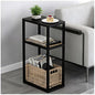YGYQZ Rattan End Table, 3-Tier Narrow Side Table with Storage, Black | Space-Saving Design, Slim Storage, Sturdy Construction, Modern Style, Ideal for Living Rooms & Bedrooms - color: Narrow-black