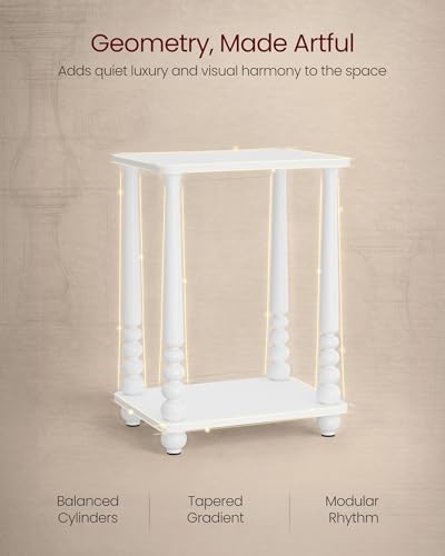 VASAGLE Mariel Collection - Side Table, Accent Nightstand for Small Spaces, Rectangular End Table with Shelf, Solid Wood Legs, Mid-Century Modern, Living Room Bedroom, Cloud White ULET294WB01S - color: Cloud White