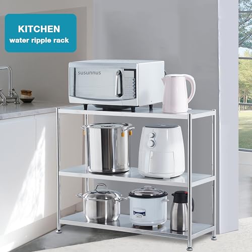 susunnus Stainless Steel Shelves 39.4in-3 Tier, Stainless Steel Shelf Organizer, Kitchen Storage Shelves, Artistic Texture, Pragmatic & Sturdy & Waterproof - size: 39.4in*13.8in-3T