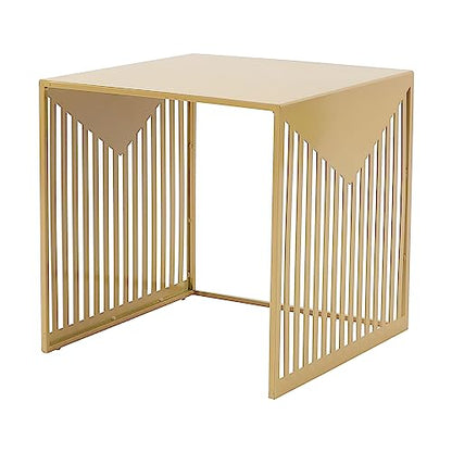 LeisureMod Mid-Century Modern Design Square Steel Side Table with Powder Coated Finish Side/End Tables Perfect for Modern and Contemporary Living Space, Gold - color: Gold