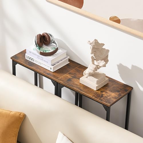Console Table, Narrow Entryway Table, Thin Sofa Table, Behind Couch Table,for Hallway, Bedroom, Living Room, Foyer, 9.4 x 15.7 x 31.5 Inches, Rustic Brown - size: 9.4" W x 15.7" D, style: Ordinary