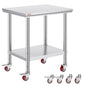 VEVOR Stainless Steel Work Table 30 x 24 x 33 Inch Prep Table with 4 Caster - size: 30*24*33In, style: With Caster