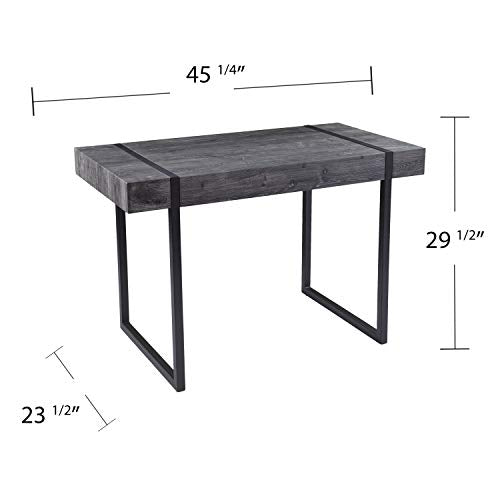 SEI Furniture - Harkriven Small Space Desk - Transitional Design, Black Iron and Wood - Ideal for Home Office, Bedroom (HO1094537)