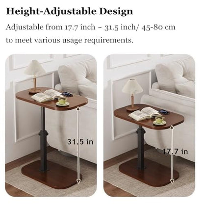 Side Table - C-Shaped End Table, Small Side Table for Couch, Sofa Bed Bathroom Study TV Tray C Shaped End Table Food Snack Trays for Eating (Adjustable) - style: Adjustable
