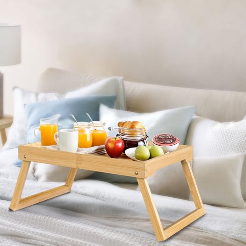 RRX Bed Tray Table with Folding Legs, Breakfast in Bed Tray (1, Beige) | Bed Trays for Folding Table Eating, Kitchen Serving, Food, Sofa, Snacking or Working, Laptop Desk Dinner, Snack Tray - color: Beige