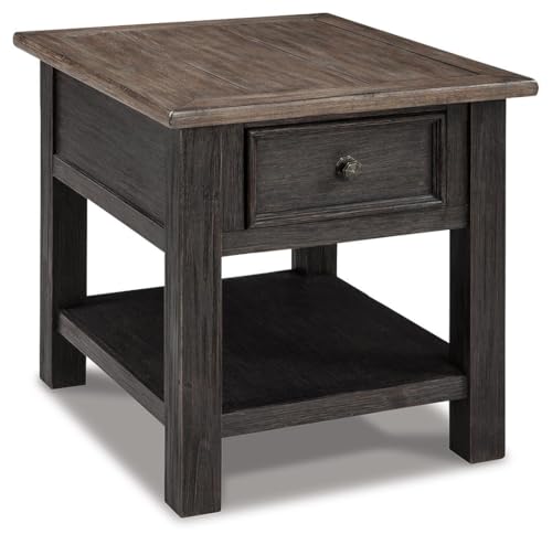 Signature Design by Ashley Tyler Creek Rustic End Table with Storage Drawer and Fixed Shelf, Brown & Black - color: Blackish Brown