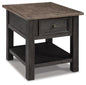 Signature Design by Ashley Tyler Creek Rustic End Table with Storage Drawer and Fixed Shelf, Brown & Black - color: Blackish Brown