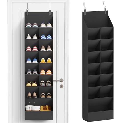 Lifewit 8 Tier Over the Door Shoe Organizer with 15 Large Deep Pockets, Fabric Hanging Shoes Shelf for Closet, Dorm Storage, Fit Up to 16 Pair Shoe Rack Holder for Sneakers, Boots, Black - color: Black, size: 8 Tier (16 Pairs)