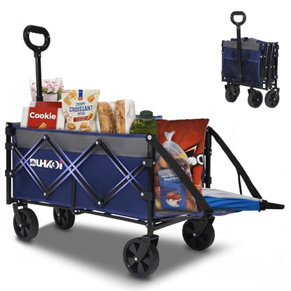 Foldable Wagon with Tailgate,12 lb Lightweight Small Utility Cart | Garden, Grocery, Beach, Camping, Portable Use, Blue - color: Navy Gray