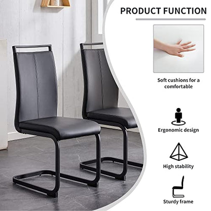 Baysitone Modern Dining Set of 2, Side Chairs With Black Frame, Faux Leather Padded Seat High Back for Kitchen, Dining Room, Living Room - Black - color: Black With Black Leg, size: Set of 2