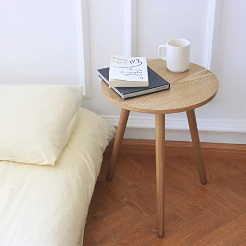 AWASEN Side Table Round, Small Accent Table Nightstand Modern End Table for Living Room Bedroom Office Small Spaces, 15.7''Dia x 19.69''H(Natural Walnut) - color: Natural Walnut