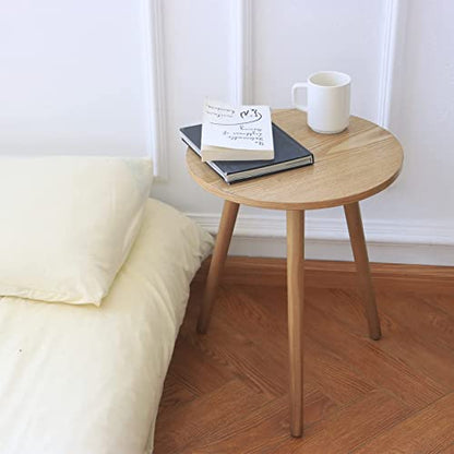 AWASEN Side Table Round, Small Accent Table Nightstand Modern End Table for Living Room Bedroom Office Small Spaces, 15.7''Dia x 19.69''H(Natural Walnut) - color: Natural Walnut