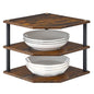 Wooden 3 Tier Corner Shelf, Countertop Storage Organizer for Kitchen Cabinets and Desk, Plates, Dishes, Bread and Small Space Decor, Adjustable