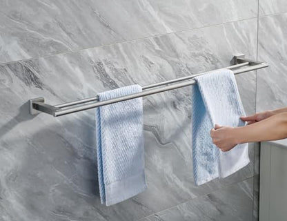 Miyili 36-Inch Bath Double Towel Bar Stainless Steel Bathroom Towel Rack Holder Wall Mount Brushed Finish, A02N90B - color: Brushed Steel, size: 36-Inch