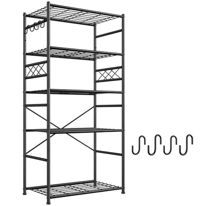 DurayLoly Storage Shelves 5 Tier Capacity,Metaling Shelving with Hooks,Heavy Duty Garage Shelves Unit with Leveling Feet,Wire Shelving for Pantry,Kitchen and Closet,23.6" W x 13.8" D x 72.4" H,500lbs - size: 23.6" W x 13.8" D x 72.4" H (5T)