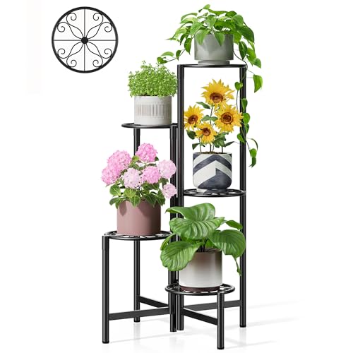 5 Tier Black Plant Stand Outdoor Plant Display Shelf for Balcony - color: BlackS, size: 5-tiers