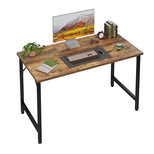 Grandder 32 inch Computer Desk, Small Home Office Desk Study Writing Kid Table for Small Spaces, Simple PC Work Desk, Adjustable Feet, Rustic Brown - color: Brown, size: 32 Inch
