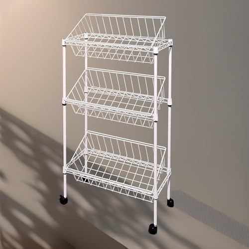 NSF white 3-layer storage rack, kitchen basket rack, vegetable tableware sorting, laundry room dirty clothes storage, detachable storage basket, multifunctional household epoxy resin - size: 3-White DIY basket