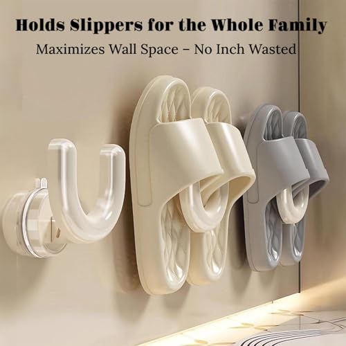 U-Shaped Wall Mounted Shoe Rack, Suction Cup No-Drill Installation Coat Hooks, Space Saving Slipper Holder for Bathroom(Gunmetal Grey) - color: Gunmetal Grey