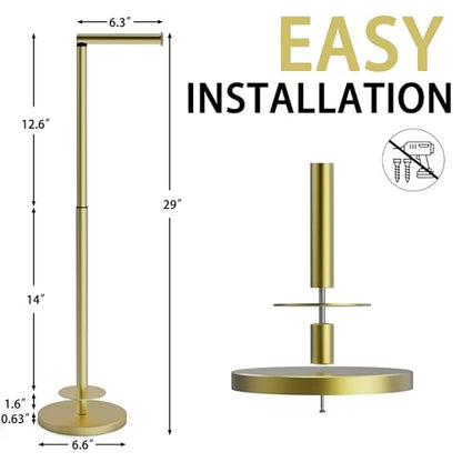 Toilet Paper Holder Stand 1 pc, Height Adjustable, Reserve Tissue for 6 Spare Rolls, Bathroom Storage, Rustproof with SUS304 Stainless Steel (Gold) - color: Gold