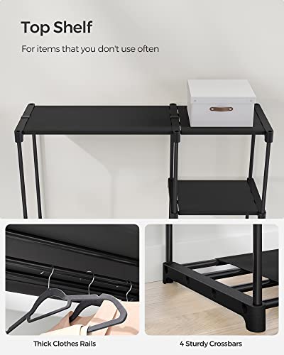 SONGMICS Portable Closet, Freestanding Closet Organizer, Clothes Rack with Shelves, Hanging Rods, Storage Organizer, for Cloakroom, Bedroom, 48.8 x 16.9 x 71.7 Inches, Black URYG026B02 - size: 48.8"L x 16.9"W x 71.7"H
