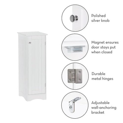 RiverRidge Ashland Slim Linen Cabinet - White - Narrow Cabinet for Bathroom Slim Storage with 2 Adjustable Shelves for Small Spaces