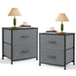 Nightstand Set of 2 Small 2 Drawer Dresser End Table Bedside Furniture | Wooden Top Fabric Bins for Bedroom, Closet, Entryway, Dorm, 11.8" D x 18" W x 20", Gray - color: Grey